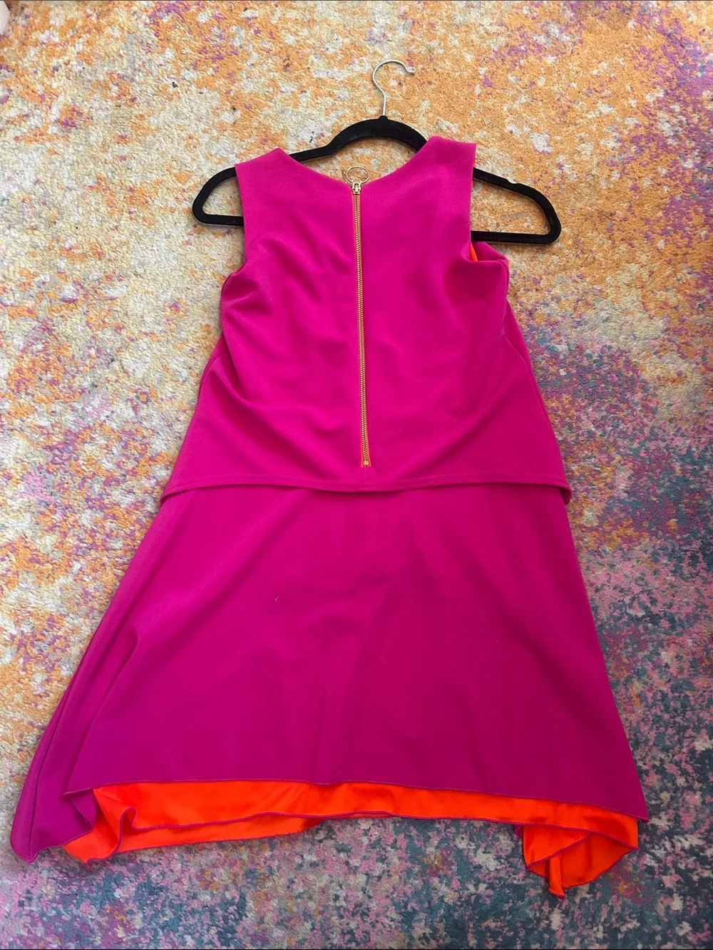 Zoe Ltd Hot Pink Dress with Orange Lining - Girls Sleeveless Two-Tone